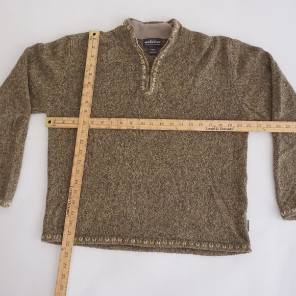 Vintage Woolrich Wool Blend Half Zip Knit Sweater Cabincore Grandpa L - Picture 3 of 8